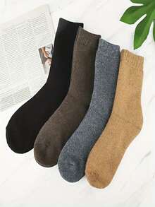3 Pairs Random Color Unisex Warm Socks, Comfortable Thick Warm Socks For Winter, Christmas Gift For Grandparents And Parents
