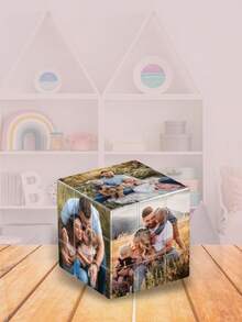 1pc Customized Photo Cube, Durable ABS Material, Sturdy Structure With Smooth Edges, Supports Personalized Photos, 360° Rotatable Puzzle Effect, Suitable For Birthday, Wedding, Anniversary, Graduation Occasions, Great Gift For Couples, Parents, Friends, Modern Home/Office Decor