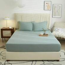 High-Quality Cotton-Polyester Sheet And Pillowcase Set – 220x240 Cm Sheet + 50x70 Cm Envelope Pillowcase – Elastic-Free, Skin-Friendly, Durable & Comfortable – Made In Turkey - Olive Green - View 2