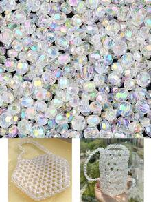 Mărgele acrilice ovale, culoare AB, albe, transparente, tăiate, 8 mm/10 mm, 200 buc/400 buc, potrivite pentru brățări împletite DIY, coliere, cercei, bijuterii, accesorii de păr/accesorii pentru încălțăminte/îmbrăcăminte/ornamente, materiale decorative, mărgele decorative