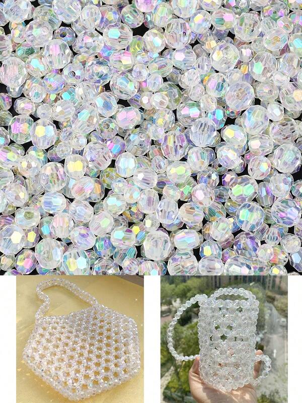 8mm/10mm 200pcs/400pcs White Transparent Cut Section Oval Acrylic AB Color Loose Beads Suitable For Handmade DIY Braided Bracelets, Necklaces, Earrings, Jewelry, Hair Accessories/Shoe Accessories/Clothing/Ornaments Accessories Materials Decorative Beads