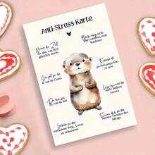 1 tấm thiệp Đức "Anti - Stress - Karte" dịu nhẹ, hình con rái cá dễ thương và mẹo làm dịu, chất liệu giấy, thích hợp cho gia đình và bạn bè, quà tặng giảm căng thẳng độc đáo, bao gồm phong bì - nhiều màu - Xem 2