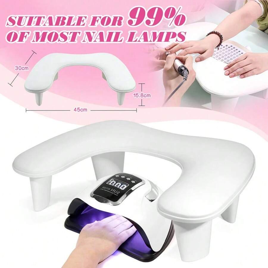 Two Hands Nail Art Hand Pillow Portable Removable Stand Tilt Design Manicure Stand Hand Pillow PU Material Hand Pillow Cushion - U1-White - View 1