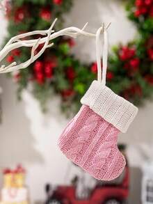 1PC Pink,Gray Knit Stocking,Christmas Stockings, Hanging Stockings Socks Double Sided Fireplace Hanging Stockings, Suitable For Party Decoration New Year Party Gift Favors Supplies,Personalized Initial Stocking, Family Holiday Room Decor Home Decor Bedroom Decor Christmas Decoration Christmas Gifts ﻿ Christmas Decorations Winter Christmas Decorations Home Christmas Gifts Christmas Decor