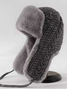 1pc Outdoor Ski Protective Hat, Warm And Thick Knitted Winter Hat, Men's Autumn/Winter Versatile Ear Warmer Knitted Beanie, Thermal Lined Thick Knit Cap, Ideal Gift Choice Winter Warm