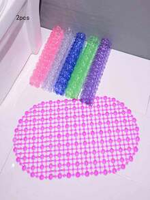 1/2/4pcs Anti-Slip Suction Cup Bath Mats - Waterproof Shower And Toilet Rugs, Plastic, Available In Mixed Colors/Pink/Blue, Bathroom Mats | Wet Environment Pads | Bathroom Carpets, Bathroom Accessories Home Bathroom Decor Fall Decor Back To School - Bathroom Anti-slip Mat - View 16