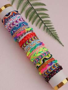 10/20 piezas Pulsera de cuerda tejida a mano para niña, moda, colorida, cuerda de la suerte, regalo diario para amigos, accesorios de joyería