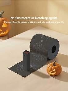4 szt./1 szt. Czarny papier toaletowy z motywem pajęczyny na Halloween, limitowana edycja Dark Web, zabawny i nowatorski papier toaletowy, dekoracja łazienki, prezent-żart, parodia kreatywności, estetyczny design w stylu horroru, papier bibułkowy w tematyce imprezowej, wyjątkowy prezent, dekoracja na Halloween