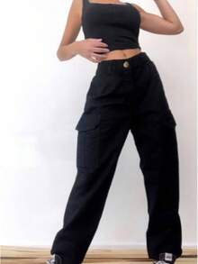 Pantalón cargo dama - Negro - Ver 3