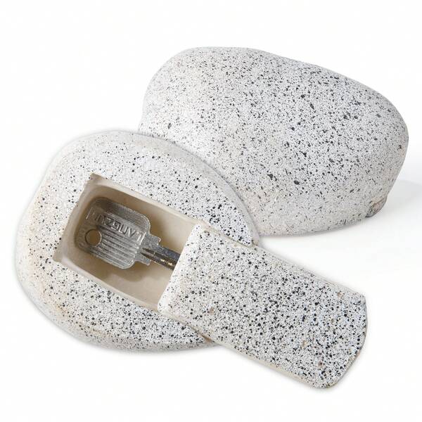 Fake Rock - Stone Look - Hidden Safe For Outdoor Secret Storage Box For Keys, Fake Stone Key Hider For Outdoor Garden Or Yard - 1 Pack