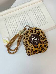 1 pezzo Ciondolo da borsa con stampa leopardata alla moda, ciondolo portachiavi portatile, ciondolo da borsa da viaggio, ciondolo da borsa a mano, ciondolo da zaino, ciondolo da zaino con motivo animale, accessori decorativi, ciondolo da zaino, mini borsa tascabile, portamonete, custodia per auricolari