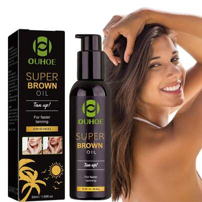 Ouhoe Super Brown Oil Tan Up Spray – Deep Tanning Cream For Fast, Natural Bronze Glow | Hydrating & Quick-Absorbing Formula For Long-Lasting Color | Gentle, Skin-Friendly (2-Piece Set)"
