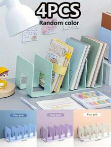 1/2/4pcs Plastic Desktop Bookshelf, Desk Organizer, Desktop Storage Rack, Bookshelf, File Rack, Suitable For Office Desk, Dorm Desk Organization - Multicolor - View 2