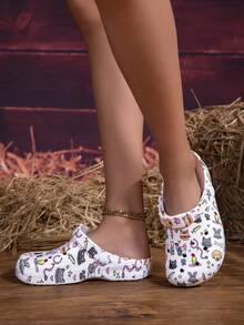 New Women Garden Shoes, Adjustable Loose Flat Slippers, Bedroom/Travel/Beach Slide Sandals, Closed Toe Slippers - Multicolor - View 4