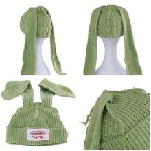1PC Winter Knitted Hats Women Cute Rabbit Ear Soft Warm Thick Acrylic Luxury Coupleboy Label Beanies Skullies Personalized Casual Party Couples Hats - Patch Tai Dài - Xem 6