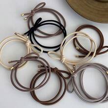 6条双层咖啡色无缝蝴蝶结发圈，家居美容女士配饰礼品，马尾辫发圈，发圈，橡皮筋发带，发绳发圈，头饰，弹力发带发饰 - 彩色 - 查看 1
