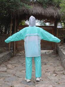 1 Conjunto de Traje de Lluvia de Manga Larga Holgado con Capucha para Mujer, con Chaqueta y Pantalones, Impermeable de PVC, Transpirable y con Tiras Reflectantes, Adecuado para Ciclismo, Entrega, Motocicleta, Scooter, Viajes al Aire Libre, Senderismo, Escuela, Oficina y Uso Doméstico