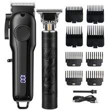 Black Cordless Electric Hair Clipper For Men, USB Rechargeable Grooming Kit With Hair Trimmer, Beard Trimmer And Edger - Perfect Gift For Father's Day