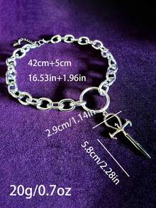 1 pieza Collar con colgante de cruz egipcia de plata plateada de moda y elegante, adecuado para que las mujeres lo usen de forma casual, en el escenario o en festivales de música