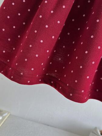 秋季女宝宝可爱熊领波点吊带二合一连衣裙