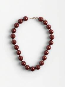 1 pieza Collar de cuentas de plástico acrílico con nudos de estilo bohemio y diseño geométrico redondo, joyería hecha a mano, versátil