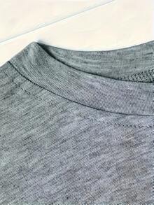 Women's Casual LOVE Graphic T-Shirt With Leopard Print & Heart Design - Stretchy Round Neck Short Sleeve Top, Machine Washable All-Season Comfort Tee, Nontransparent Fabric - 灰色 - 查看 3