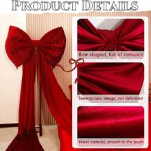 1 件巨型豪华蝴蝶结装饰 - 80x150 厘米缎面婚礼拱门背景套件，带飘逸丝带，适用于婚礼、新娘送礼会、单身派对、生日、圣诞派对装饰（红色/粉色）