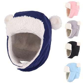 舒适婴儿针织帽，带护耳和保暖内衬 - 男女宝宝冬季帽子