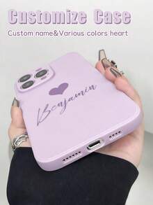1pc Customized Name Phone Case, Personalized Name Design Phone Cover, Customized Name Cover, Heart Phone Case, Anniversary Gift, Valentine's Day Gift, Gift, Birthday Gift, Wedding Gift, Mother's Day Gift, Father's Day Gift, Best Friend Gift, Gift For Mom/Dad, Gift For Boyfriend, Gift For Girlfriend