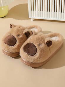 Męskie kapcie domowe na jesień/zimę z motywem kapibary, grube, pluszowe, ciepłe i wygodne