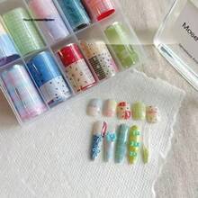 10 色蕾丝花朵指甲饰贴纸 DIY 艺术哥特式深色美甲装饰贴纸转印纸指甲配件，新年郁金香小花星空贴纸，适合美甲沙龙和个人用户作为盒装指甲装饰（不含粘合剂）适合女士和女孩的节日礼物 - 彩色 - 查看 4