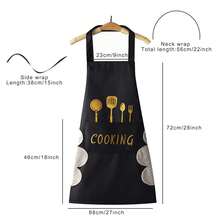 1/2pcs Women Kitchen Print Apron With Hand Wipe Pockets,Big Pocket,Hand-Wiping,Waterproof Thickened Cute For Housework Cooking Baking,Suitable For Chef,Gardener,Baker,Florist,Painter,Barista,Uniforms,Kitchen Stuff,Black And White Printed Apron - Đen và trắng - Xem 5