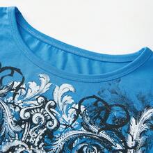 Women's Short Sleeve T-Shirts Tops Graphic Tees Y2k Vintage Gothic Punk Slim Fitted Crop Top Tee Shirts Party Clubwear Streetwear - 藍色 - 查看 7