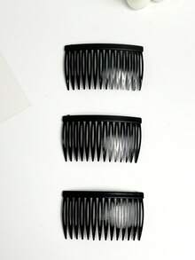 3pcs Vintage Woven 11-Tooth Deep Coffee Plastic Hair Comb, Octagonal Side Comb, School Stuff, Wedding, Hair Accessories, Head Accessories