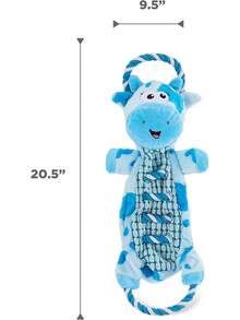 Outward Hound Ropiez Rope Interactive Dog Tug Toy For Tugging Squeaky Fun, 23.6 Inch Mallard, Green, Large - 20吋藍色乳牛 - 查看 5