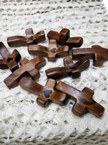 Wooden Heart-Shaped Cross, Encouraging Pocket Cross, Prayer Gift, Church & Easter Religious Gift, Stress Relief Finger Cross, "God Be With You" Inspirational Gift, For Prayer And Anxiety Relief, Fidget Toy - Multicolor - View 5