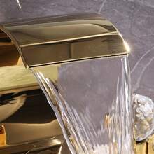 High Arc Waterfall Bathroom Faucet 3 Hole 2 Handle Crystal Knobs Vanity Basin Mixer Tap 8-Inch&Upwards Widespread Bathtub Filler Faucet Polished Sliver/Nickel/Black/Gold Bathroom Sink Faucet - Gold - View 3