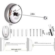 2Pcs Tendederos Retractiles Ajustables al Interior y Exterior con Cuerda de 2.8Metros, Tendederos de Pared de Acero Inoxidable 304 Resistente para Organizar y Colgar Ropa - 1 - Ver 3
