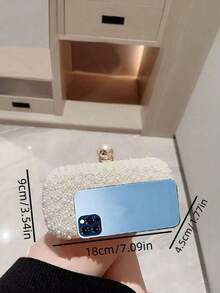 حقيبة كلاتش لؤلؤية، حقيبة كتف نسائية مربعة مع إغلاق ناعم، مناسبة للحفلات والزفاف، هدية مثالية للفتيات والسيدات