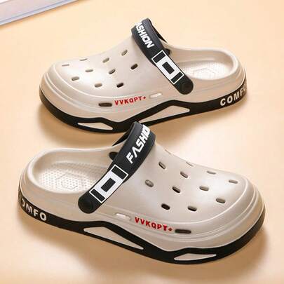 A Pair Of Unisex Summer Tire Pattern Hole Shoes-2025 New, Outdoor Non-Slip Sports Closed-Toe Slippers. Feet-Free Design, Suitable For Indoor Lei, Summer Breathable Men's New Lightweight Soft Sole Hole-Toed Shoes Men's Slippers Dual-Purpose Beach Shoes