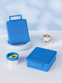 Meoky Bento Lunch Box With 9oz Soup Thermo, Leakproof Lunch Food Containers With 4 Compartment, Thermo Insulated Hot Food Jar For School, Office, Travel, And Picnics - 藍色 - 查看 7