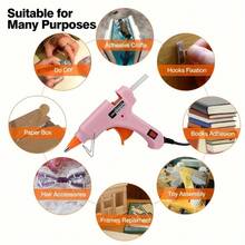Pistola de pegamento en caliente mini, 20W, eléctrica, de silicona, modelo con enchufe, calentamiento rápido, para barras de pegamento de 7mm, herramienta de pegamento industrial multifuncional de alta temperatura, kit de pistola de pegamento mini, set de pistola de pegamento, para manualidades escolares y reparaciones rápidas en el hogar, para barras de pegamento de 7mm, combo de pistola de pegamento en caliente rosa
