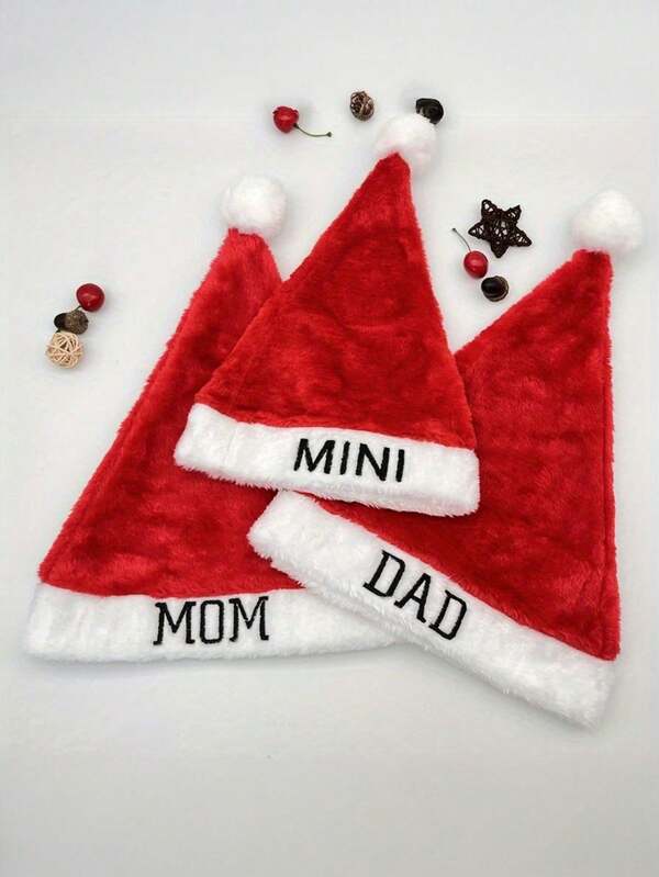 1pc Family Christmas Beanie - Mom, Dad & Mini Red Santa Hats | Lightweight, Polyester | Perfect For Holiday Parties & Gifts