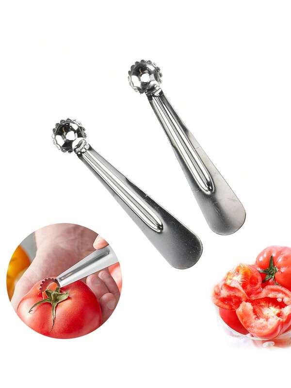 2 piezas/4 piezas/8 piezas Exprimidor de fresas de acero inoxidable, Removedor de tallos de tomates y tomates cherry