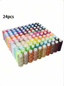 24-Color Sewing Thread Set, Multi-Functional Polyester Fiber Line, Perfect For Sewing Enthusiasts And Beginners, Bright Colors Are Suitable For Creative Projects Durable And To Use, Suitable For Hand Sewing, Machine Sewing And DIY Crafts, High-Quality Thread To Enhance Your Sewing Experience - Multicolor - View 1