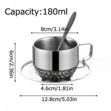 1set/2set咖啡杯碟套装复古不锈钢咖啡杯精致摆拍Vlog下午茶杯 - 銀色 - 查看 17