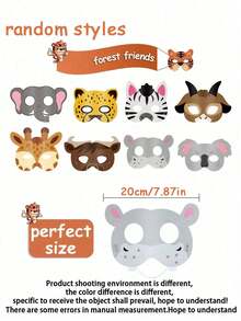 6pcs - Wild Jungle Animal Masks, Paper Jungle Zoo Cartoon Masks, Suitable For Jungle Animal Theme Birthday Party Decoration, Shower Party, Birthday Party Decoration, Wild Animal Masks And Cartoon Animal Masks. (Randomly Shipped) - Multicolor - View 5