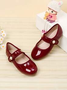 Giày đế bằng thời trang Hàn Quốc cho bé gái, mùa thu/đông - Màu Đỏ Sâu - Xem 2