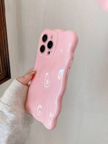 1pc Glossy Jelly Macaroon Squeeze Soft TPU Protective Phone Case With Cloud Wave Edge, Compatible With IPhone 17 Pro Max, 16, 16 Pro Max, 16 Pro, 16 Plus - Pink - View 8