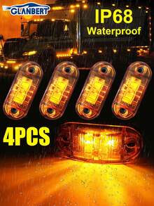 GLANBERT 4pcs Truck Side Light LED Truck Edge Light Warning Light Bar Front Rear LED Strip Lights Auxiliary Lighting Cars External Lamps Bulb For Speedboat,Trailer,Cargo Ship